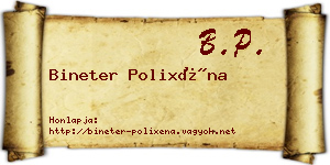 Bineter Polixéna névjegykártya